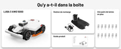 Mammotion LUBA 3 AWD 5000 Roboter mit Bedienelementen, Waschstation und Garage für das Auto