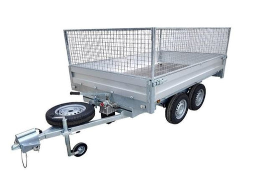 2-Achs-Kippanhänger mit Gitterwänden, 750 kg 312 x 158 Handpumpe