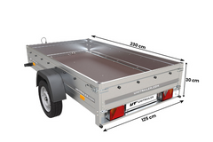 Uni Trailer Garden Trailer – Einachsiger PKW-Anhänger, 230 x 125 cm, mit fester Deichsel, 500/750 kg