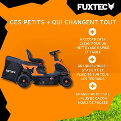 FUXTEC FX-RMR66 Aufsitzmäher, 6 PS Rasentraktor, 66 cm Schnittbreite, 150 l Grasfangkorb, Schnitthöhe