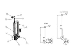 Automatisches Stützrad, 60 mm, für Anhänger