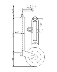 Stützrad für Anhänger, Durchmesser 48 mm