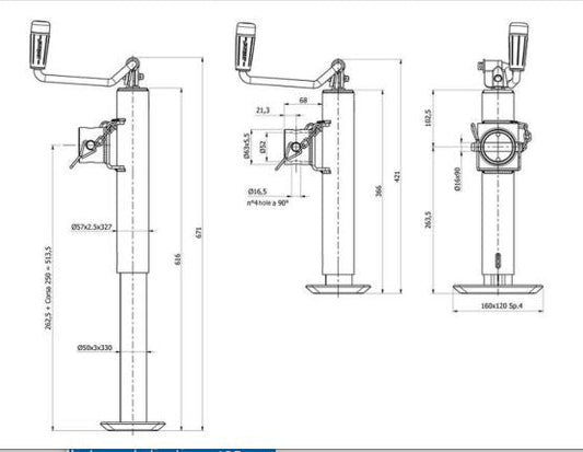 SIMOL S.170033 Kurbelhebezeug zum Entladen von Anhängern mit einer Tragkraft von 1300 kg