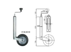 Stützrad, Durchmesser 48, ST 48-200 VB, mit 48-mm-Schelle von Winterhoff
