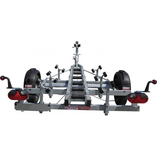 Mecanorem-Anhänger für Motorboote, zulässiges Gesamtgewicht 1500 kg, Leergewicht 390 kg, Länge 5,50 m, Breite 2 m