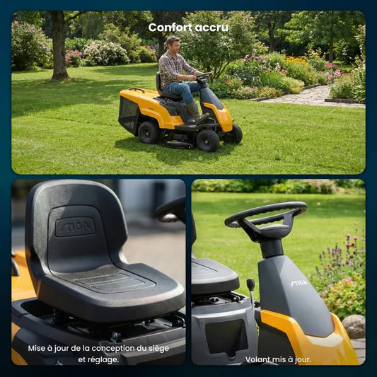 STIGA 166 Kombi-Aufsitzrasenmäher, 224 cm, 66 cm, 150 l – Hydrostatischer Antrieb, variable Geschwindigkeit – Rasenmäher