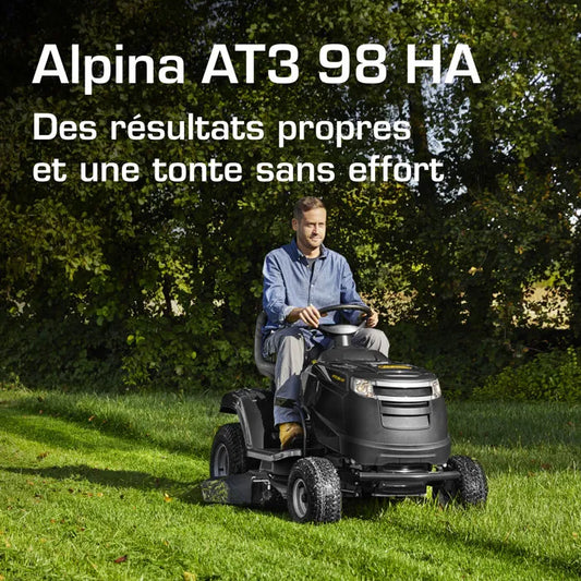 ALPINA AT3 98 HA Aufsitzmäher – 98 cm Schnittbreite – Bis zu 5000 m² – 414 cm³ Hydrostatikantrieb – Seitenauswurf